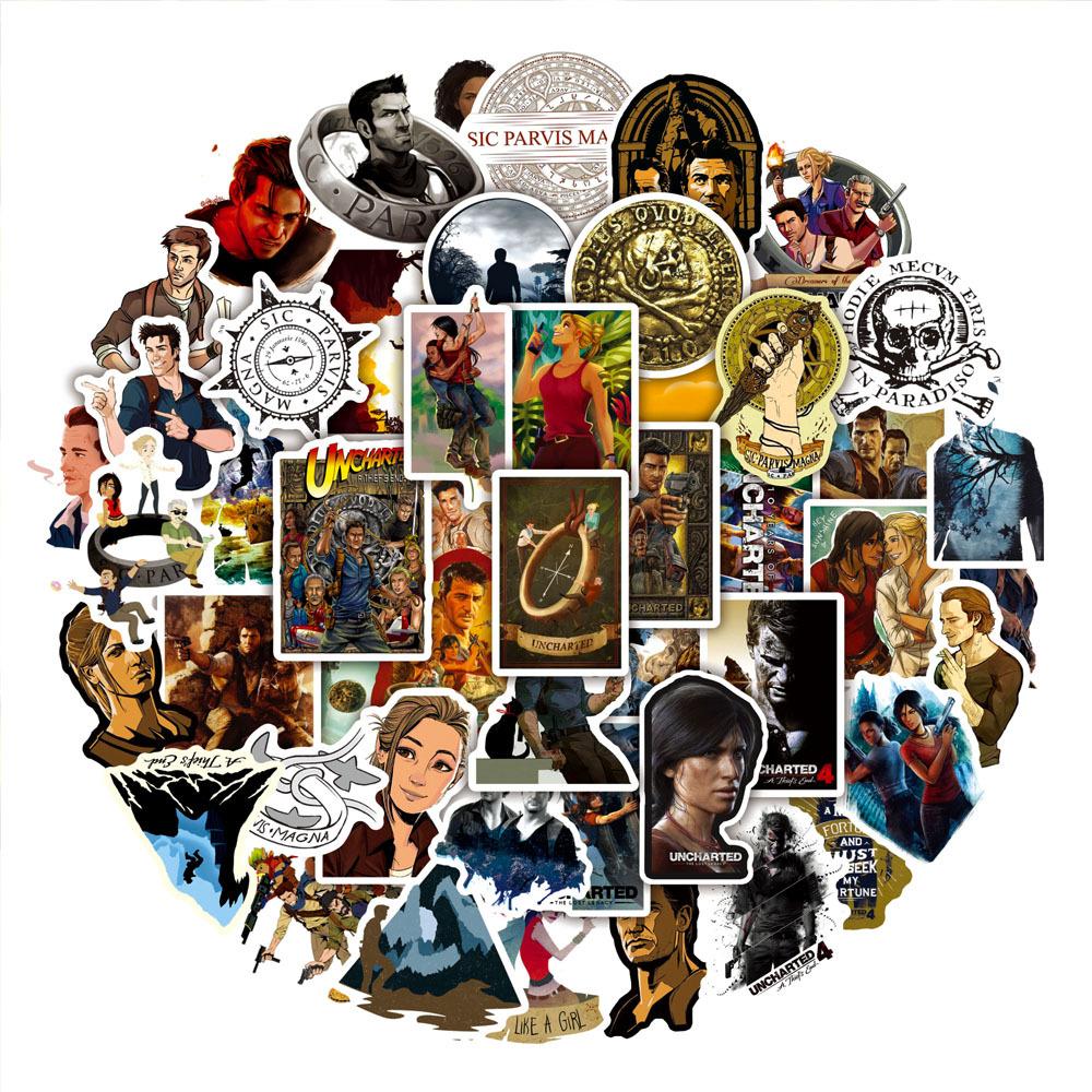 50Pcs Uncharted 4 Graffiti Stickers Water Bottle Laptop Phone Bicycle Luggage Case Skateboard Children Adult Sticker