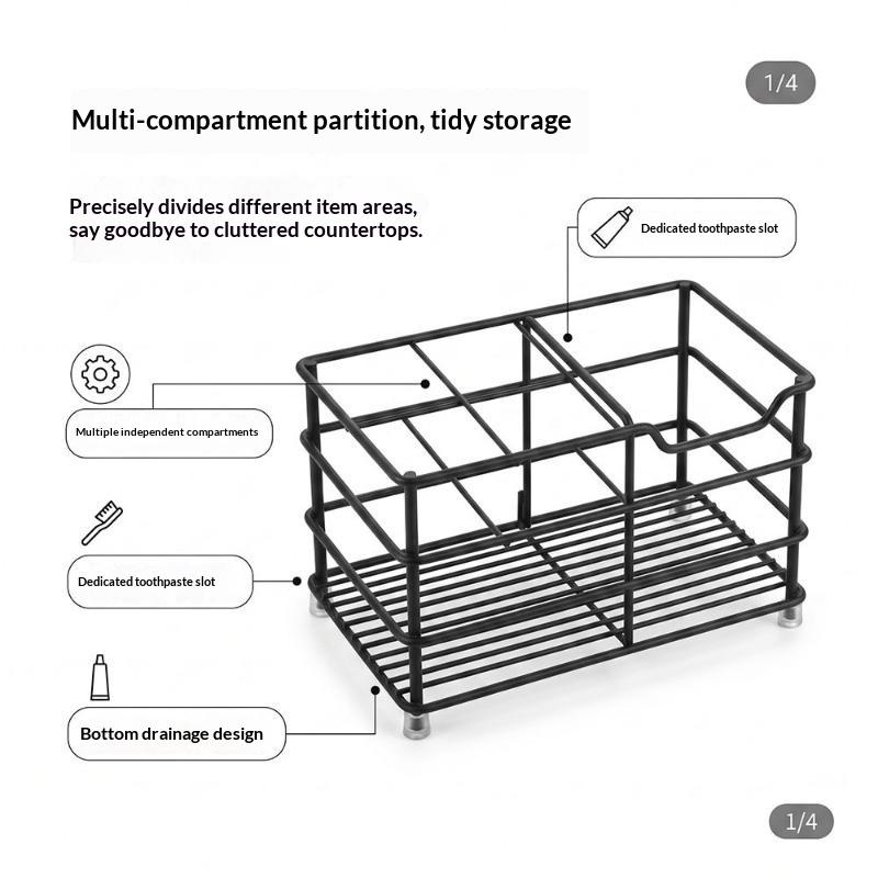 Porte-brosses à dents en métal à 5 fentes - Design autoportant peu encombrant, aucune installation requise, idéal pour les salles de bain