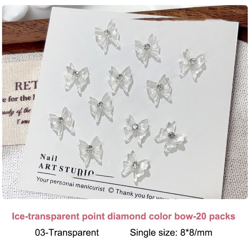 Runde Strass Nagel Schleifen Charms 20 Stück Eis Transparent Kristall Schleife Schmuck Diamant Harz Band Edelsteine Für Nägel Zubehör