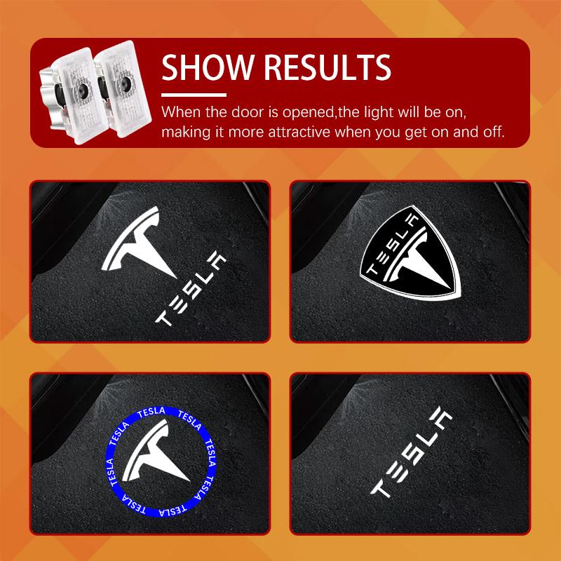 Car Accesorios For Tesla Model S Model X Model Y Model 3 Logo Light Car Door Light Projector Welcome Light