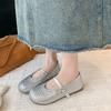 Spring and Autumn New One-word Belt Mary Jane Single Shoes Women's Shallow Mouth Ballet Shoes Flat White Small Leather Shoes