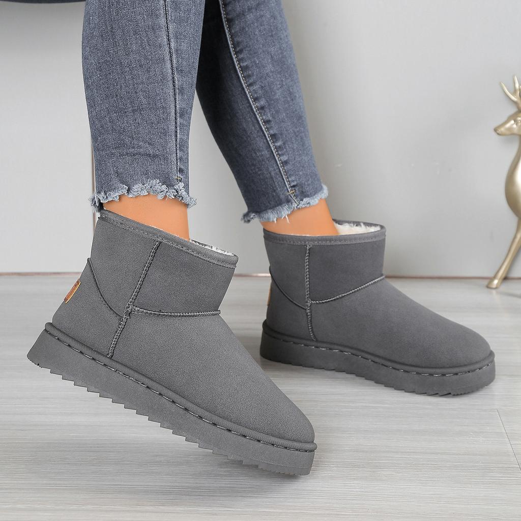 Thick-soled snow boots women's 2025 new autumn and winter fur integrated short tube high-soled warm waterproof cotton shoes