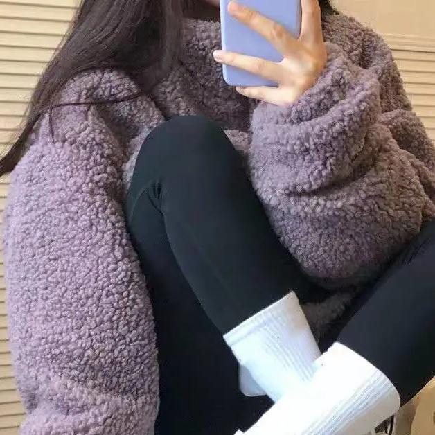 WTEMPO Zipper Pockets Stand Collar Polar Fleece Coats Women's Thick Warm Autumn Winter Large Size Cold-proof Windproof Plush Jackets