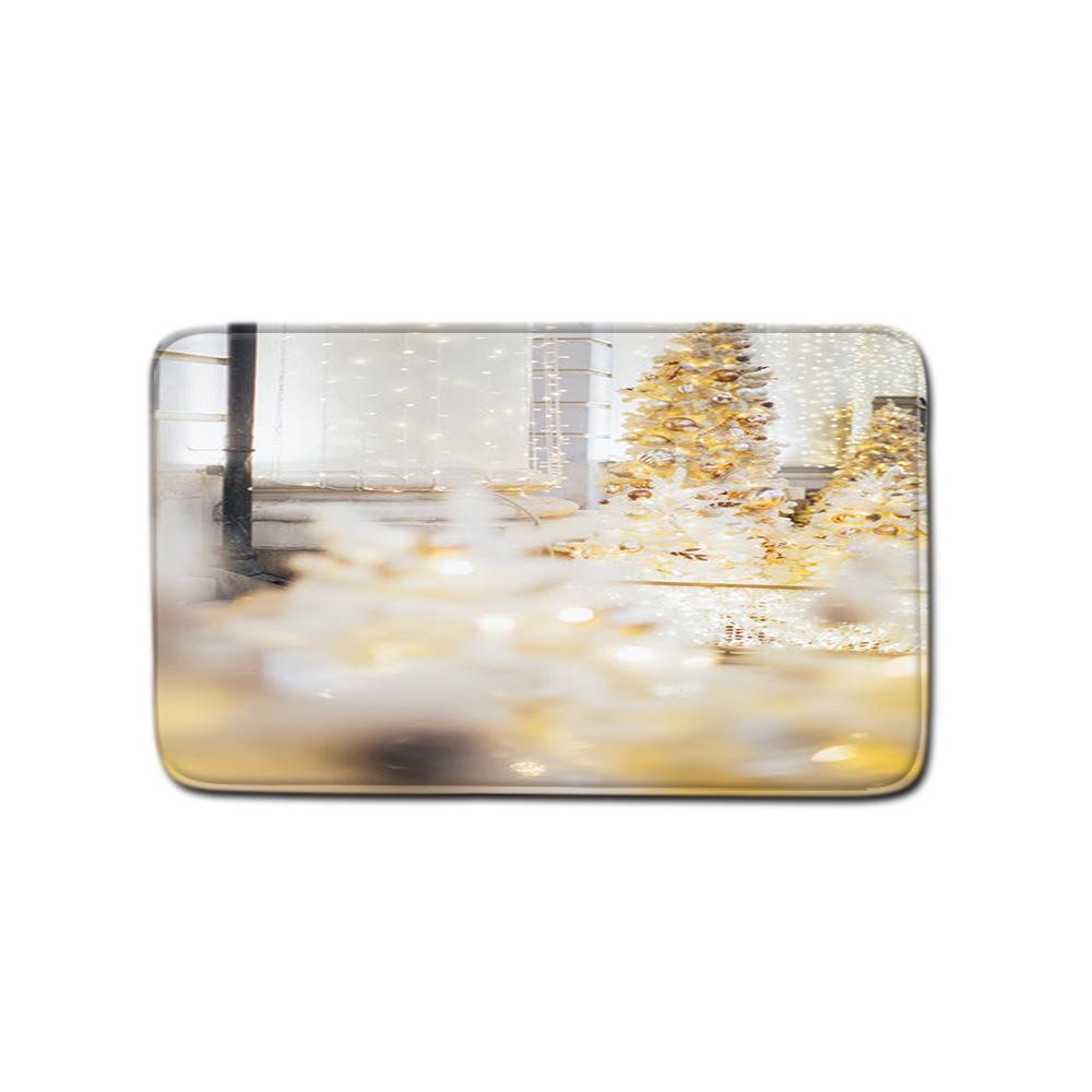 Christmas Shower Curtain Floor Mat Combination Four-Piece Set Bathroom Toilet Carpet Shower Room Mat Foot Mat