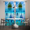 2pcs Dolphin Pattern Curtains Decorative Window Drapes Window Treatments For Bedroom Living Room Home Decoration Room Decoration