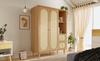 Wardrobe country house style oak 161x120x48 cm wood, 2 doors, 2 drawers, open shelves, with clothes rail, ideal for bedroom and hallway