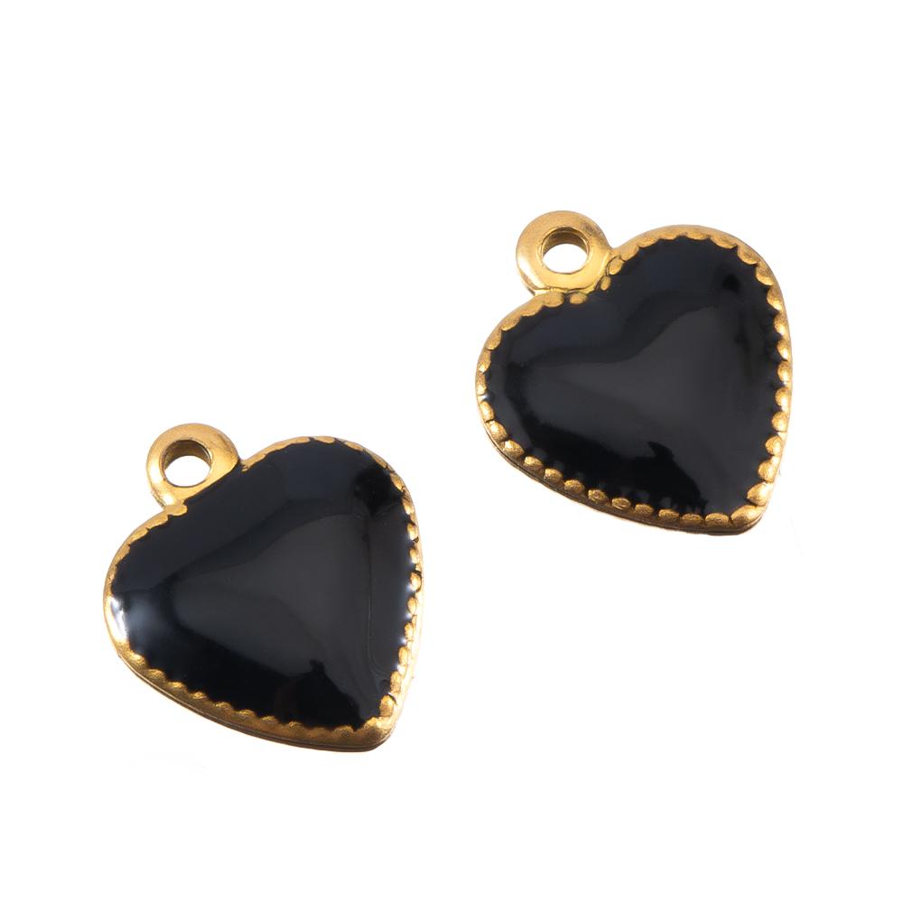 10pcs Stainless Steel Enamel Small Love Heart Charm Necklace Pendant for DIY Women Jewelry Findings Earring Supplies Wholesale