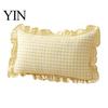 Federa Cuscino Decorativa Divano Shabby Chic con Volant, Fodera Cotone a Quadri con Bordo Arricciato, Federe Arricciate Vintage 18x18 Pollici 20x12 Copertura Decorativa
