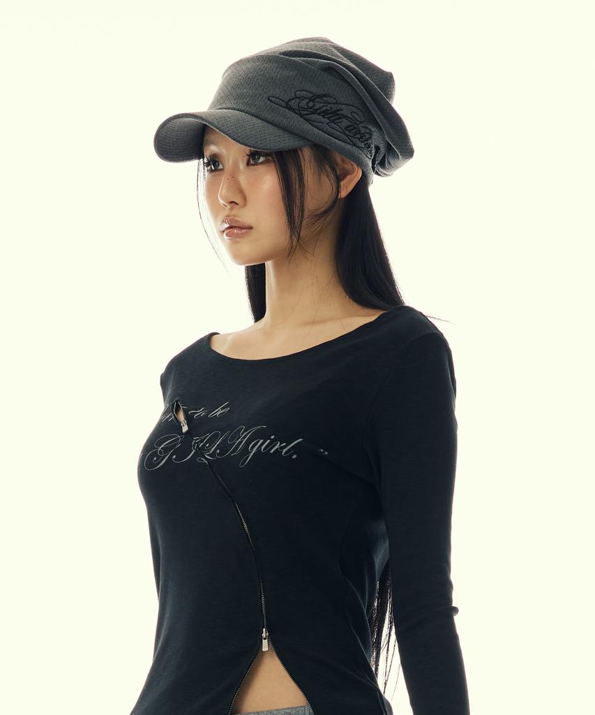 Gillaakaibeu Script Logo Strap Soft Cap_Charcoal