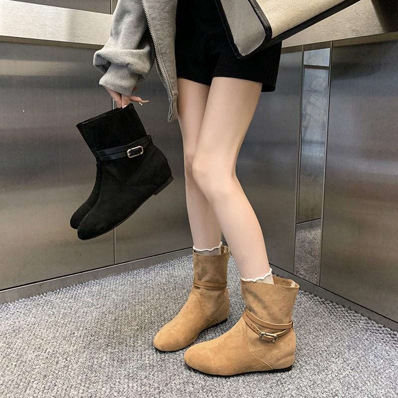 European fashion boots women's 2025 autumn and winter new retro Maillard boots western outdoor inner heightening short boots