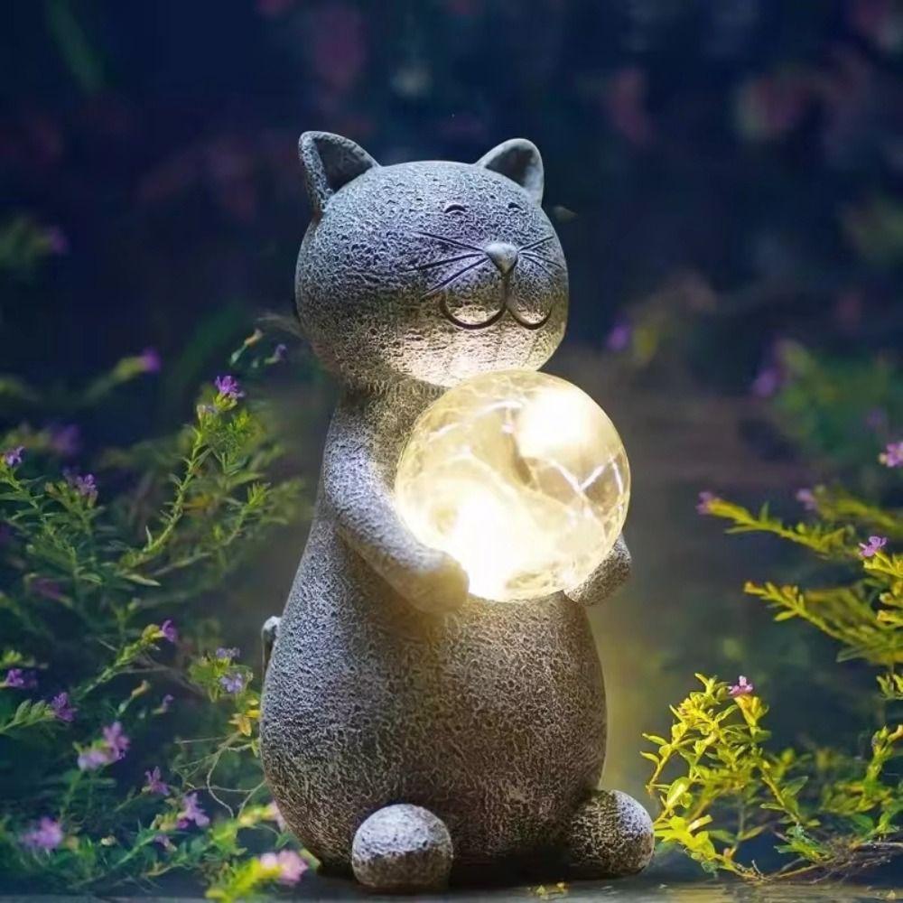IP44 Waterproof Garden Cat Figurine UV Resistant Cat Statue Yard Art Decor  Outdoor Garden