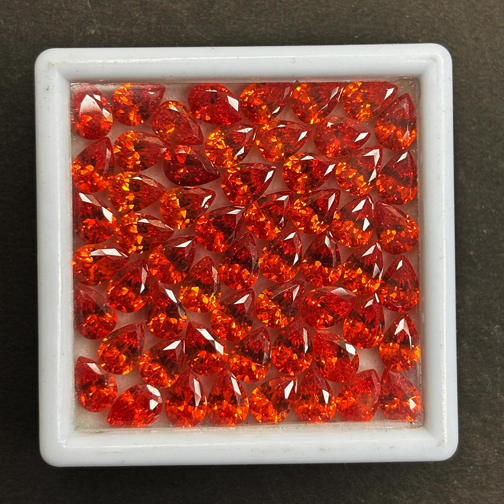 Natural Orange Sapphire Loose Gemstone 7x5 mm 6 pcs Pear Cut Lot September Birthday Birthstone