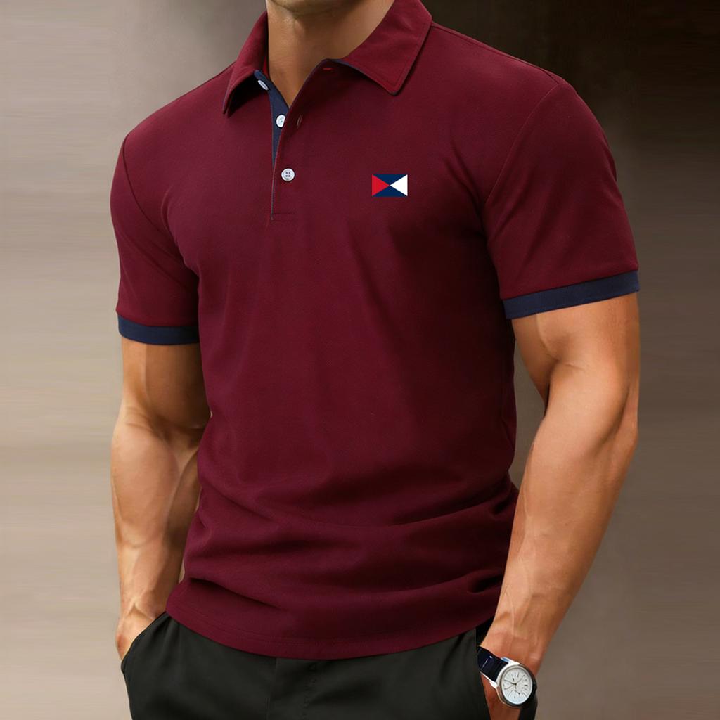 Polo da uomo - Colletto classico a 3 bottoni, polsini con blocchi di colore unici, morbida e confortevole, perfetta sia per il lavoro che per lo sport