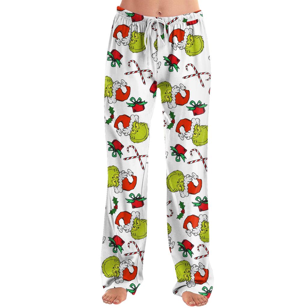 Damen Pyjamahose Nachtwäsche Lässige Hose mit Kordelzug und elastischer Taille Bequeme gerade lockere Yogahose
