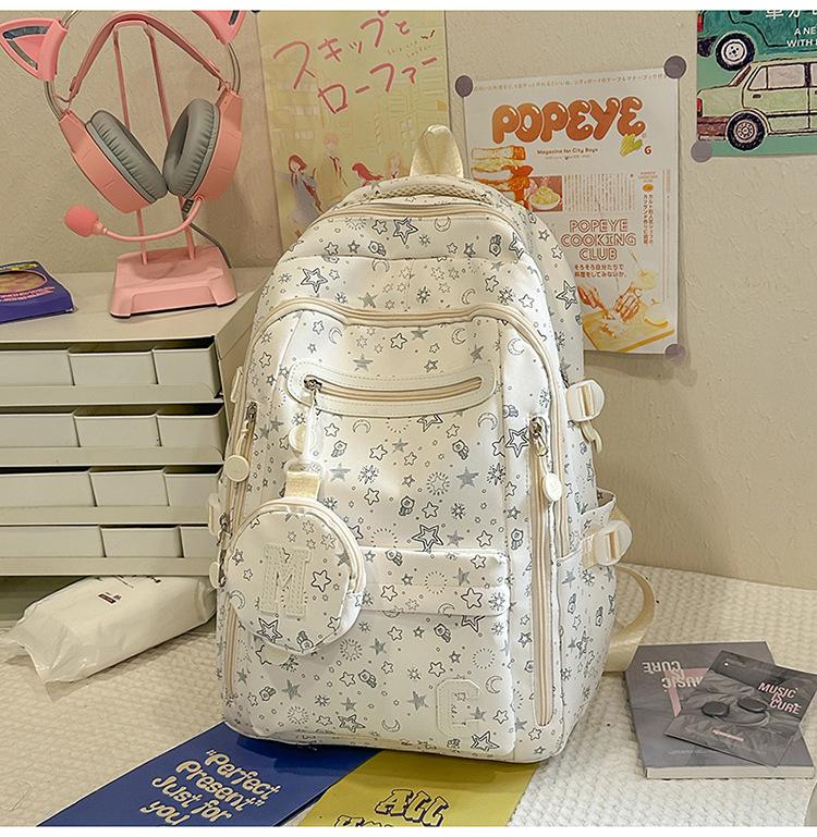 School Bag for Women, New Japanese Style INS High-look, Fresh and Sweet Star Backpack, Lightweight Backpack for Middle and High School Students