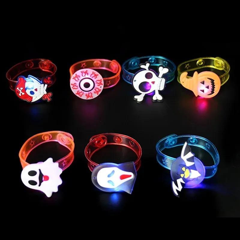 1-96PCS Halloween Glow Rings LED Light Up Pumpkin Wristband for Kids Christmas Party Decoration Holiday Accessories