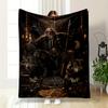 Viking King with Wolves Design Printed Flannel Blanket for Bedroom, Living Room, Sofa, and Nap