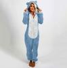 Women's Fashion Fleece-Lined Thickened Fleece Hooded Pyjamas With Zip-Up Onesie