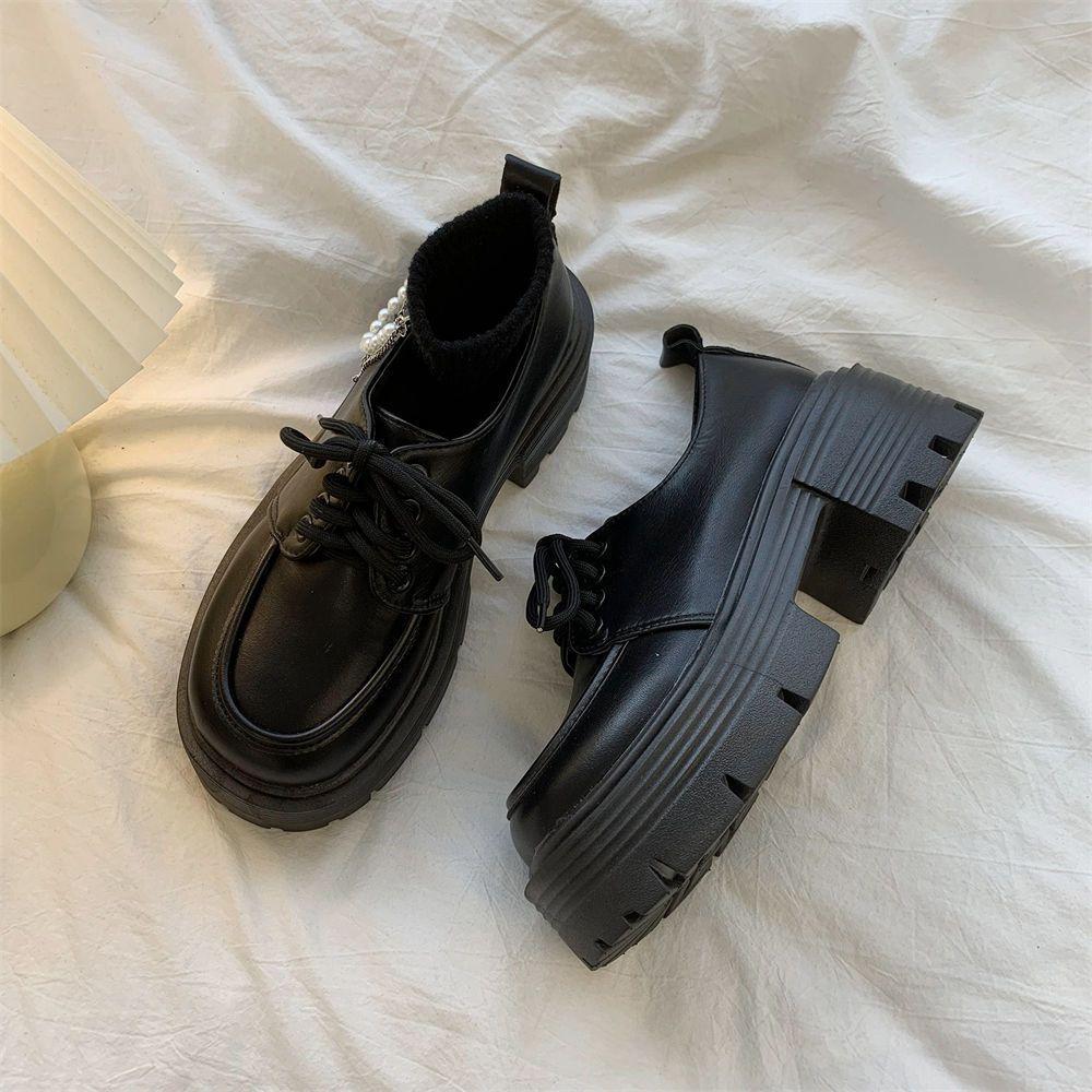 British retro platform small leather shoes women's 2025 autumn and winter new versatile college jk with skirt single shoes