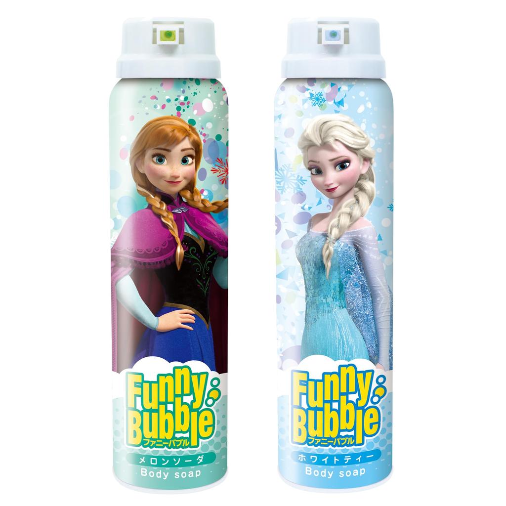 Funny Bubbles Disney Elsa and Anna White Melon Soda 100g x 2 Mildly Made in Japan Tea, Scent, Bottles, Vegetable-Based, Acidic,