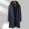 Manteau en laine pour homme Capuche amovible Urbain Mi-long pour homme