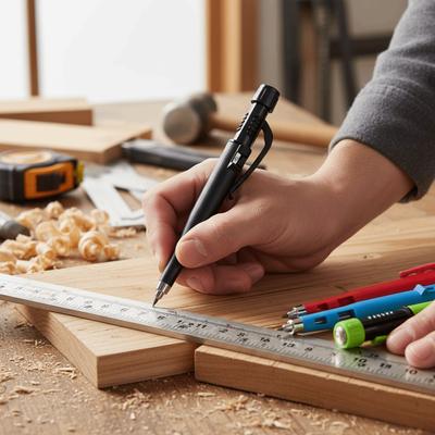 Mechaniczny ołówek do drewna 2,8 mm Wbudowana temperówka Etui ochronne Zaznaczak stolarski Długa główka Nowy design końcówki