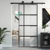 Vidaxl Puerta Corredera, Negra, 90X205 Cm, Vidrio Templado, Aluminio