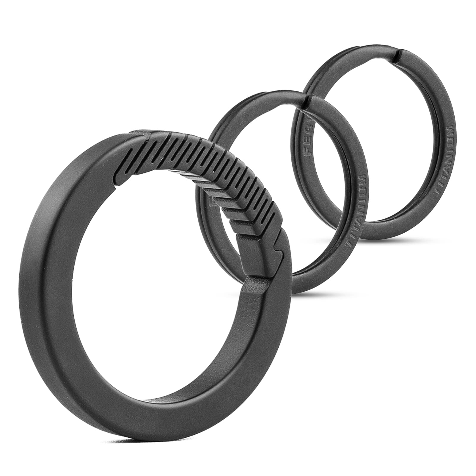 

TISUR Titanium Round Carabiner Small Key Lightweight Carabiner Clip Keychain, Ring, (Black) чорний