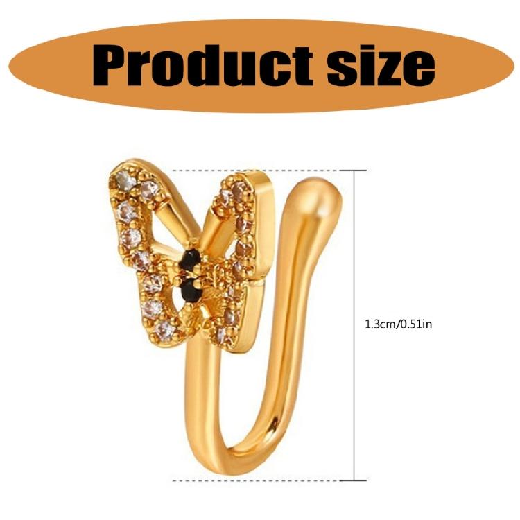 Nonpiercing Butterfly Nose Stud Elegant Butterfly Nose Clip with Diamonds Embellishment Stylish Nose Jewelry