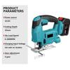 6 Gear Adjustment Cordless Electric Jigsaw Household Portable Curved Saw Multi-Function Woodworking Power Tool Blue