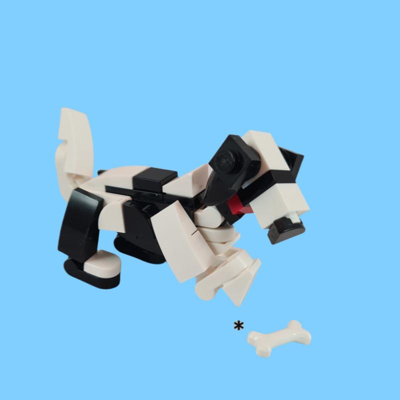 Building Block Spotted Dog Black And White Cat Kapibara Panda Animal Model Assembled Toy Compatible