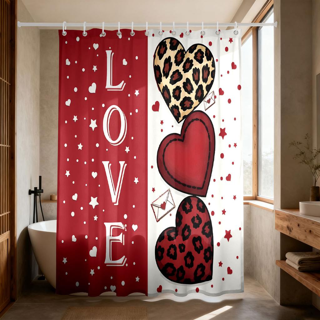 1pc Merry Christmas Cute Kitten Printed Waterproof Partition Privacy Curtain with 12 Hooks Multiple Sizes