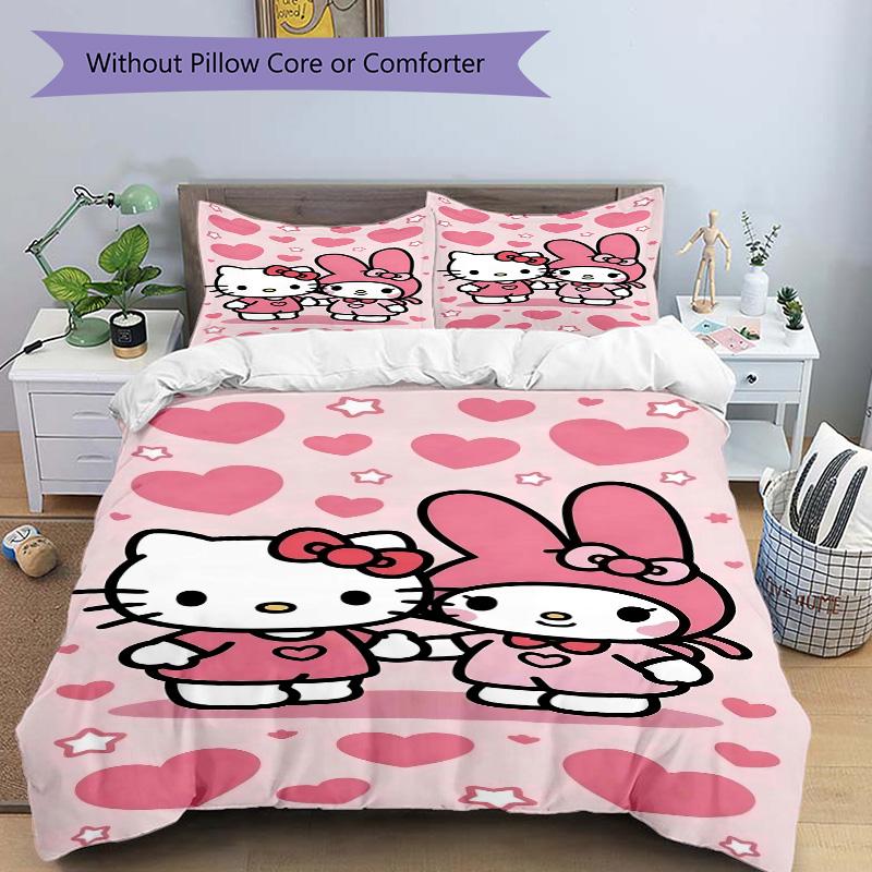 Hello Kitty Melody Friendship Print 3Pcs Bedding Setduvet Cover With 2 Bedropillowcase Home Birthday Gift