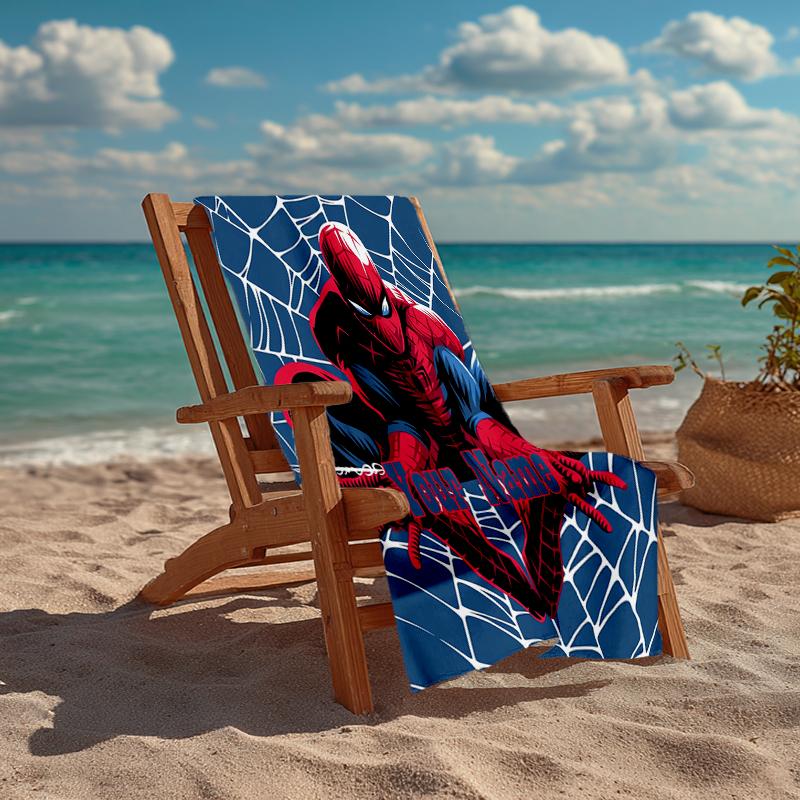 Custom Name Ultra-Soft Beach Towel with Spider Man Theme,Ideal for Pool - Camping, Diving - Perfect Travel Essential, Vibrant Beach Towel.