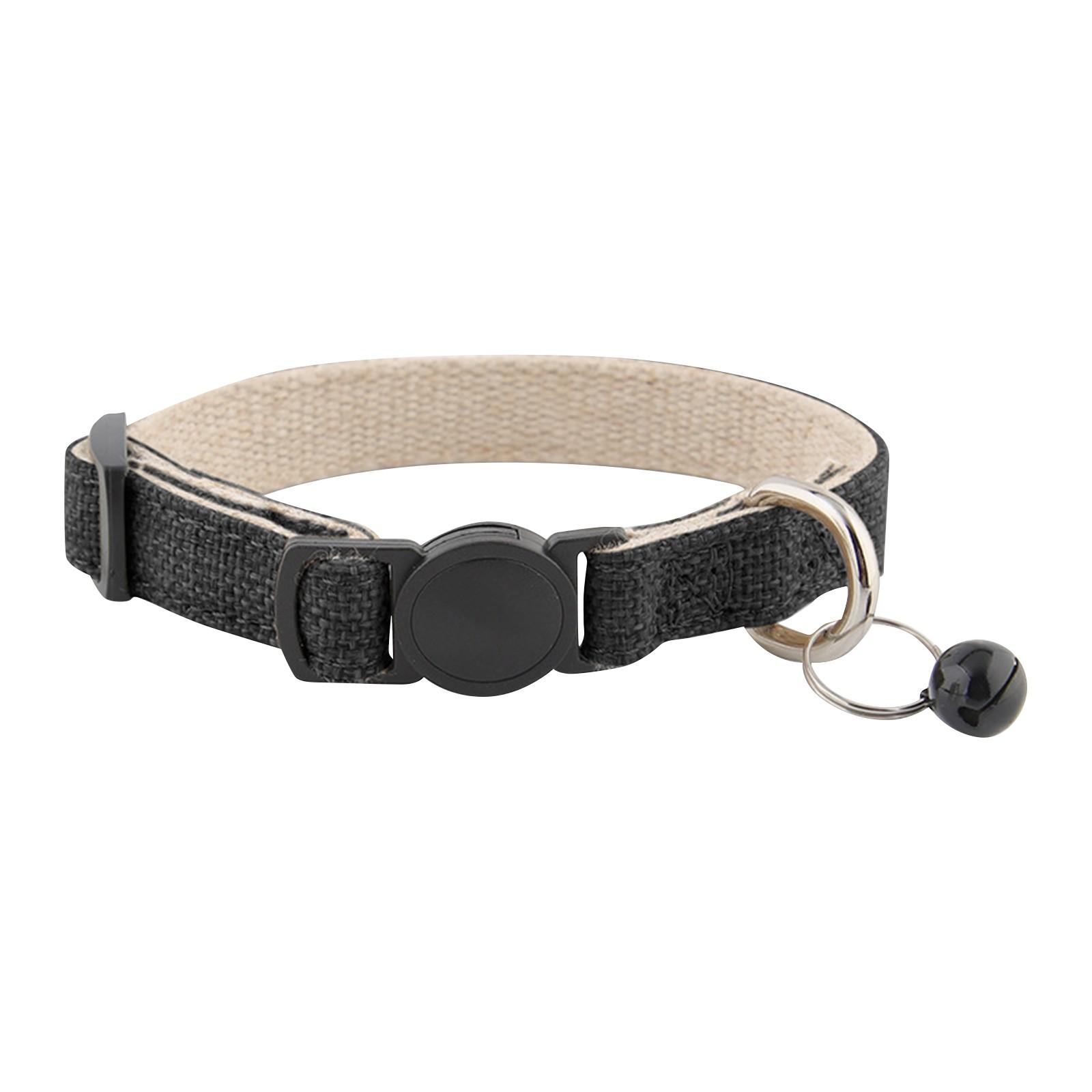 

Льняной ошейник для кошки Ошейник для щенка Экологичные украшения-колокольчики Хлопковый и льняной ошейник для щенка Тедди One Size чёрный