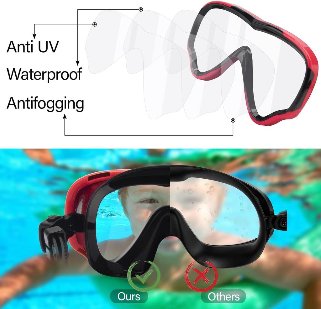 Swimming Goggles Diving Mask Swimming Goggles with Nose Cover Silicone Skirt Tempered Glass Panoramic HD for Boys Girls