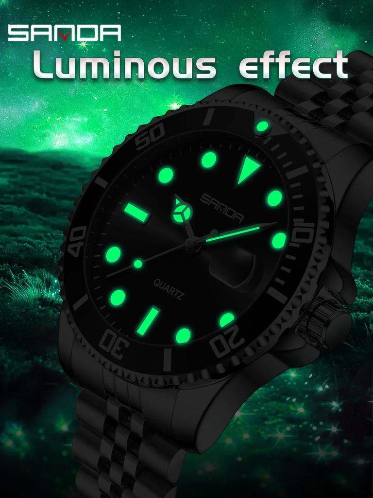 SANDA Men's Steel Strap Quartz Watch Sports Waterproof Single Calendar Business Simple And Men's Quartz Wristwatch