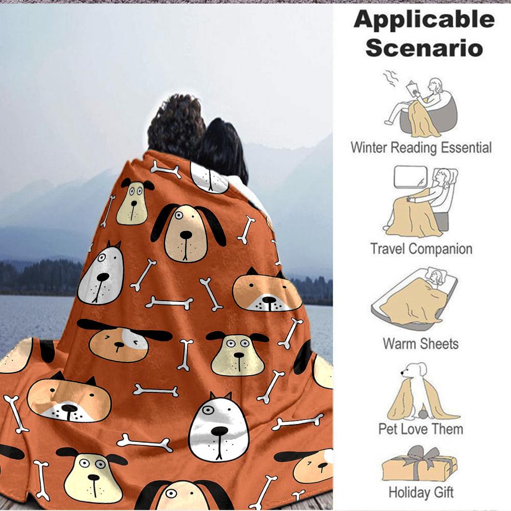 1pc Dogs, Bones Blanket Warm, Cozy, And Soft, Suitable for Sofas, Beds, Cars, And Office Use.Perfect for Camping And Travel, Making It a Great Gift fo