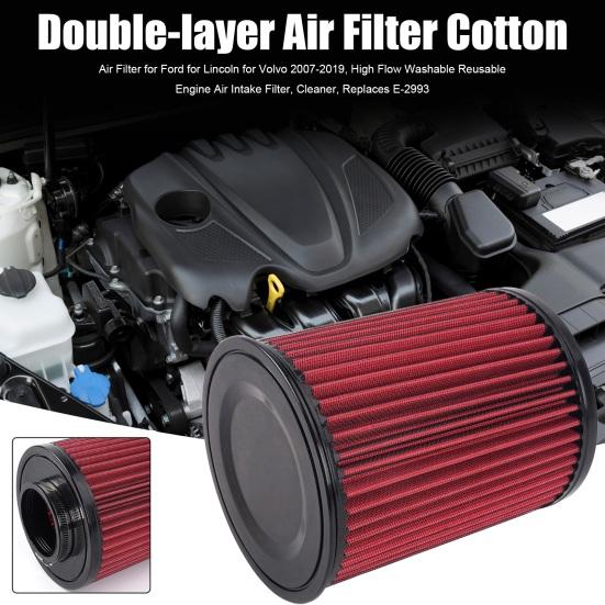 Air Filter for Ford for Lincoln for Volvo 2007-2019, High Flow Washable Reusable Engine Air Intake Filter, Cleaner, Replaces E-2993
