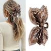 Women's Coffee Colored Cashew Flower Butterfly Bow Hair Claw, Bohemian Style, Large Clip, Women's Hair Accessory