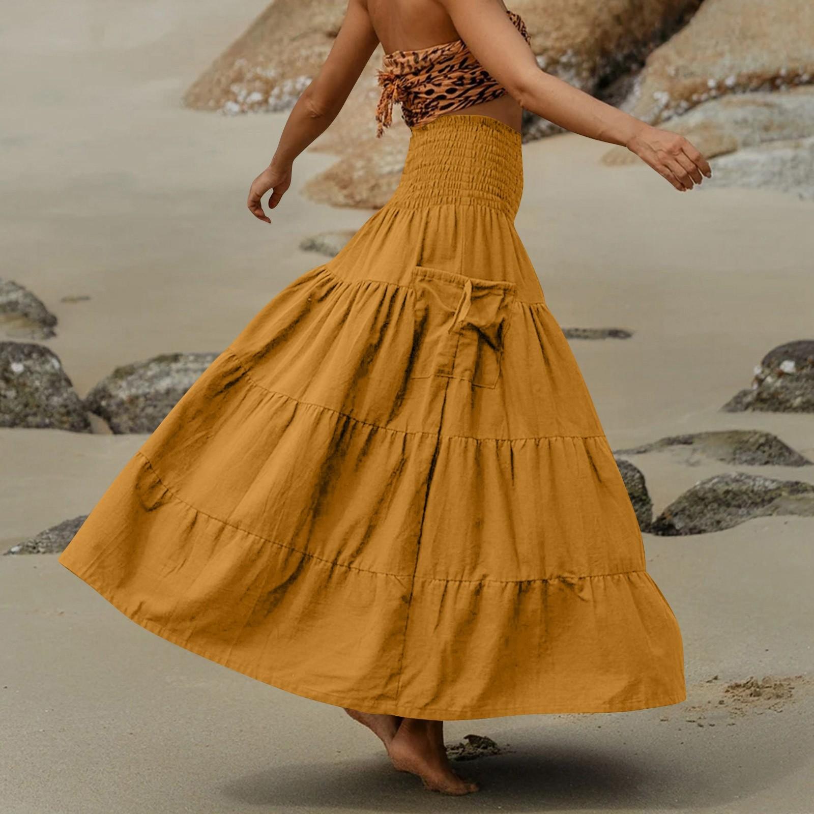 

Женская модная однотонная полуюбка в стиле бохо, свободная длинная юбка с карманами. Юбка-бандаж Two Wear S