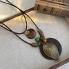 Vintage Zen Long Feathers Geometric Necklace Women'S Style Multi-Layer Stacked Sweater Chain Accessories