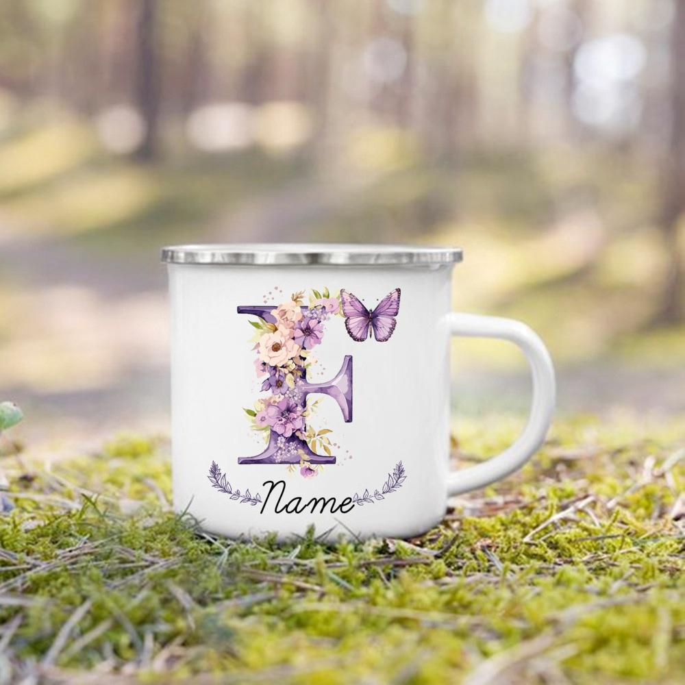 Personalisierte Tasse Floraler Initialen Name Tasse Individuelle Kaffee Heißschokolade Tassen Hochzeit Geburtstag Muttertag Weihnachten Geschenke für Sie