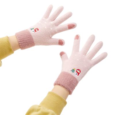 Guantes cálidos de invierno para pantalla táctil para teléfonos de mujer, rosas