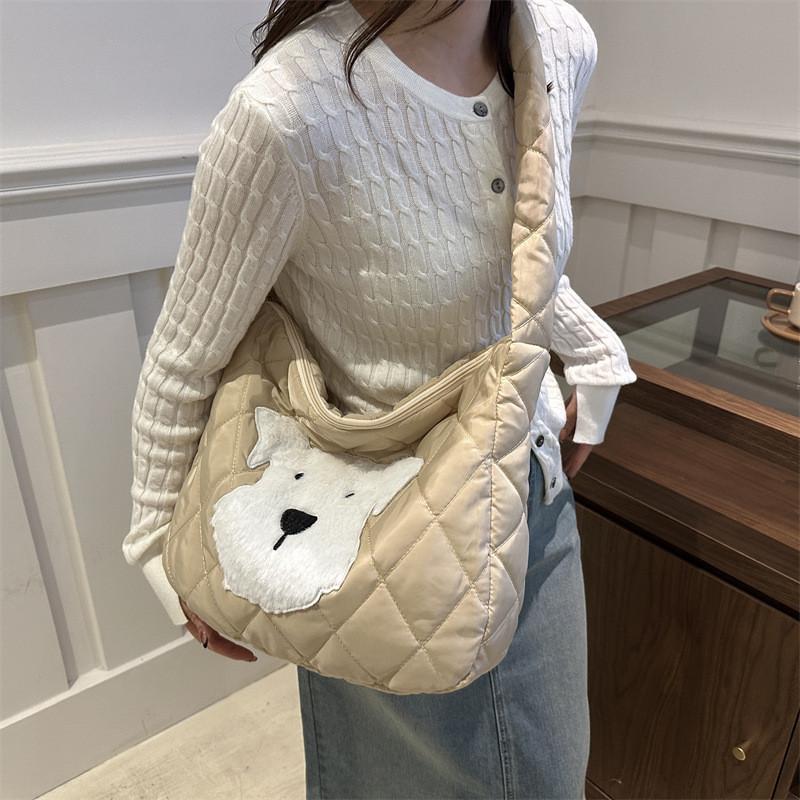 Chic And Spacious Cotton Tote Bag For Women In Black Pink Khaki And White