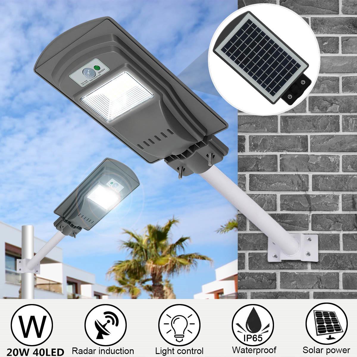 

20W 40 светодиодный солнечный радар с активированным датчиком движения настенный уличный фонарь для наружного применения