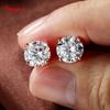 Smyoue 18K Plated 0.1-3CT Moissanite Stud Earrings for Women Men Sparkling Classic Bridal Jewelry 925 Silver Rose Gold Earring