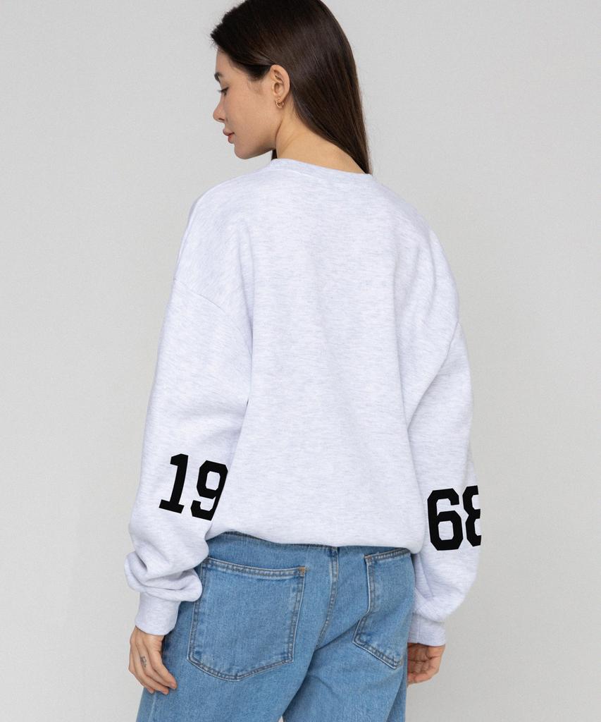 GRAVER [Unisex] Elbow 1968 Logo Sweatshirt_Melange White