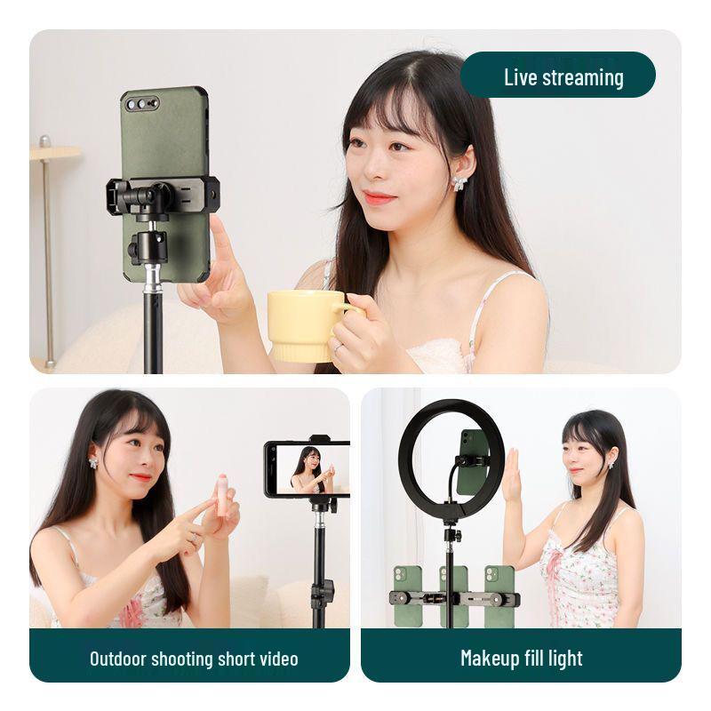 Multifunctional Phone Holder & Tripod with Fill Light for Live Streaming, Photography, and Selfies