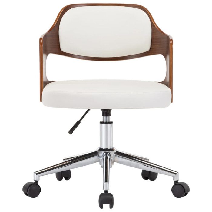 VidaXL Chaise pivotante de bureau Blanc Bois courbé et similicuir